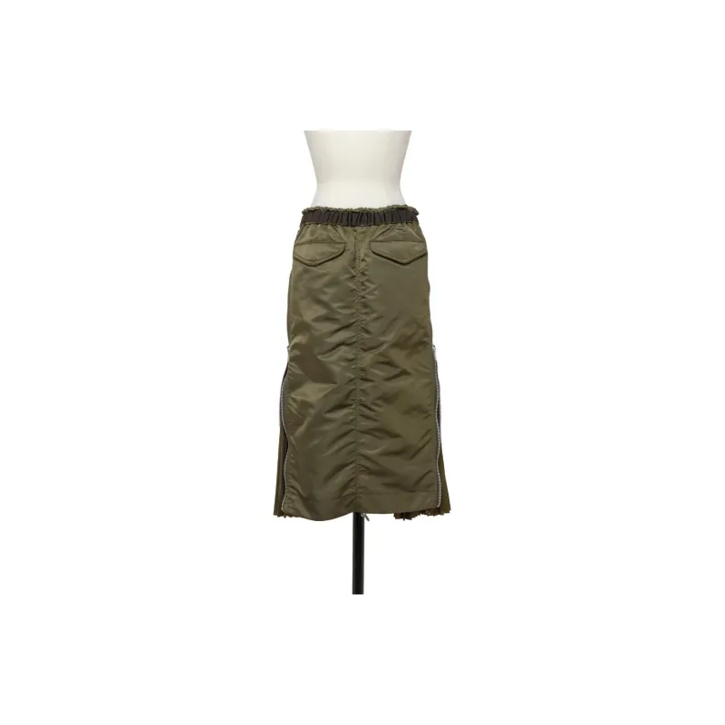 Sacai Pleat panelled Midi Skirt-1
