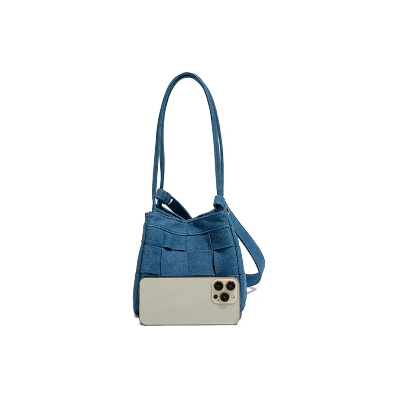 TAMATHA Polyurethane Bonded Synthetic Leather Shoulder Bag Women's Denim Blue-2