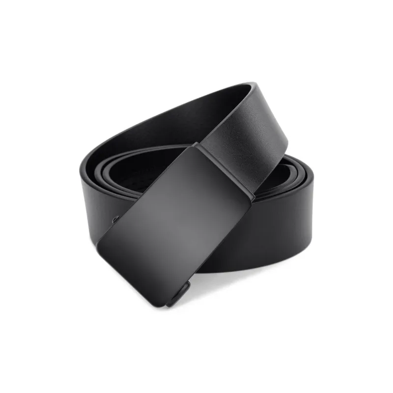 Cows Reign Black Automatic Buckle Top Grain Cow Leather Minimalist Style Business Belt Leather Belts Men's 3.4cm Wide-2