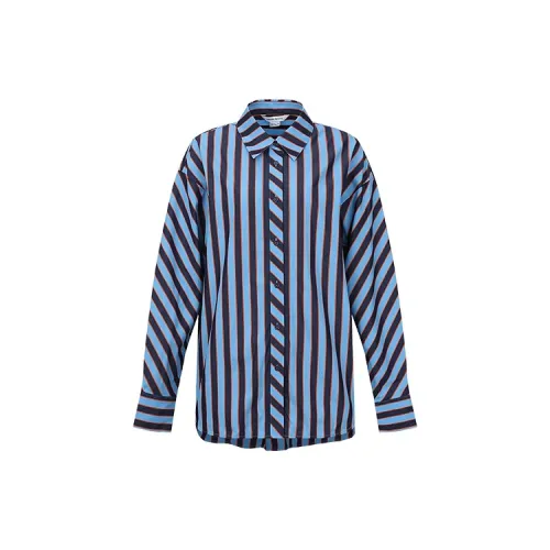 URBAN REVIVO Shirts Women's Aqua Blue Stripes