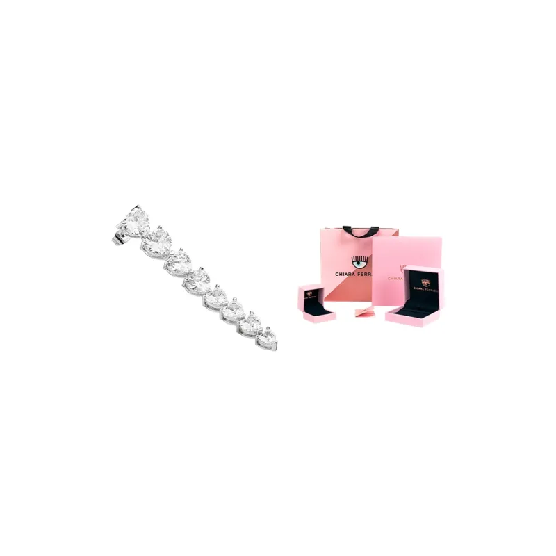 CHIARA FERRAGNI Zircon, Rhinestones, 18K Gold Plating CF Earrings Italian Luxury Earrings Women's Silver-1