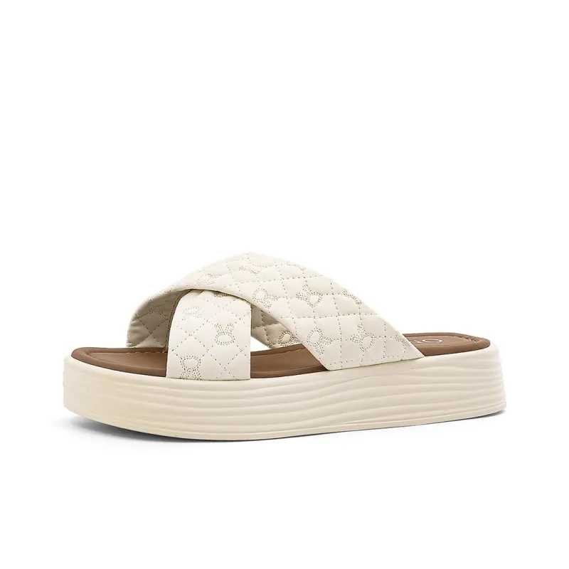 OMS Slide Slippers Women's Black/Beige-6