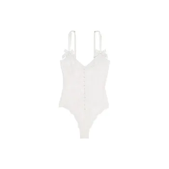 Victoria's Secret VERY SEXY/VS Archives Rose Lace TriangleTeddy/CW Jumpsuit Women's Coconut White