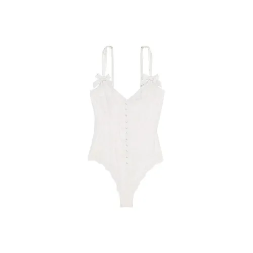 Victoria's Secret VERY SEXY/VS Archives Rose Lace TriangleTeddy/CW Jumpsuit Women's Coconut White