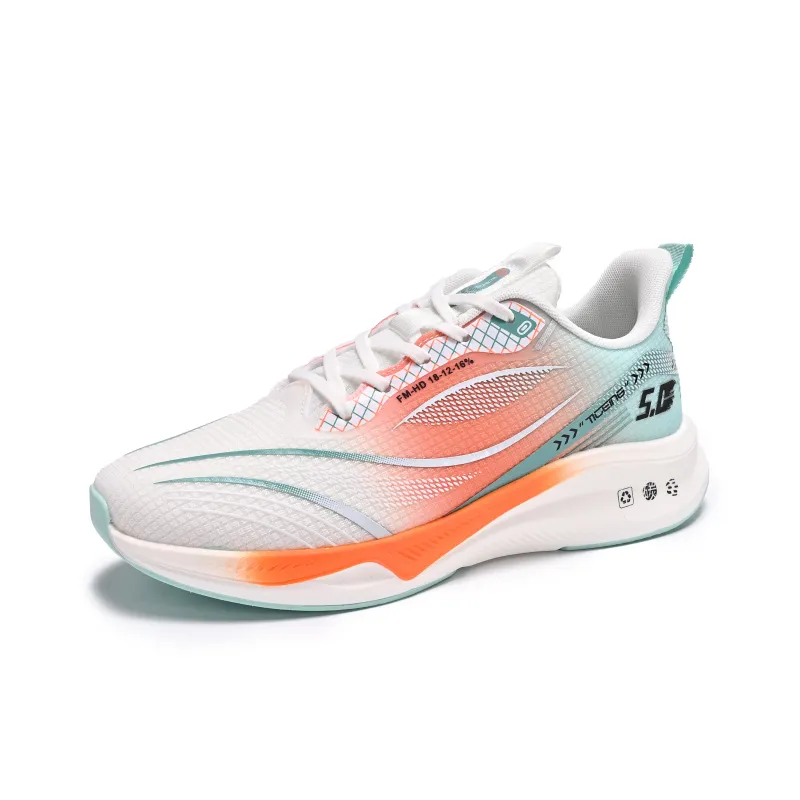 HERR TIGER Cushioning Anti-Slip And Wear-Resistant Breathable Rebound Low-Top Running Shoes Men's Cut-Out White Orange-22