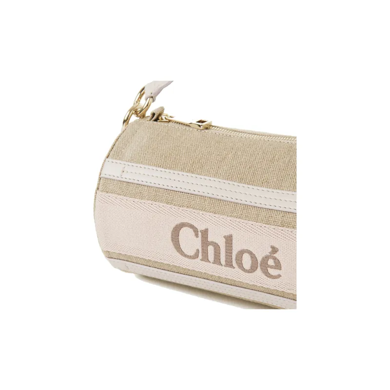Chloe Woody Linen With Calfskin Crossbody Bag Shoulder Bag Women's Wild Gray-3