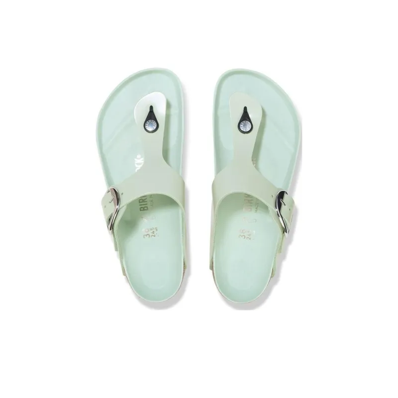 Birkenstock Gizeh Big Buckle Natural Leather Patent Narrow Fit Sandals ' High Shine Surf Green' Women's-3