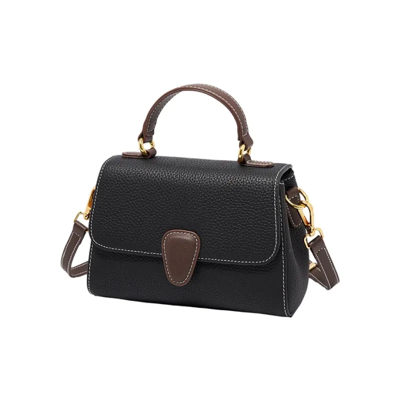 Marino Orlandi Cow Leather With Microfiber Synthetic Leather One Shoulder Handbag Medium Size Women's Black/Gray-4