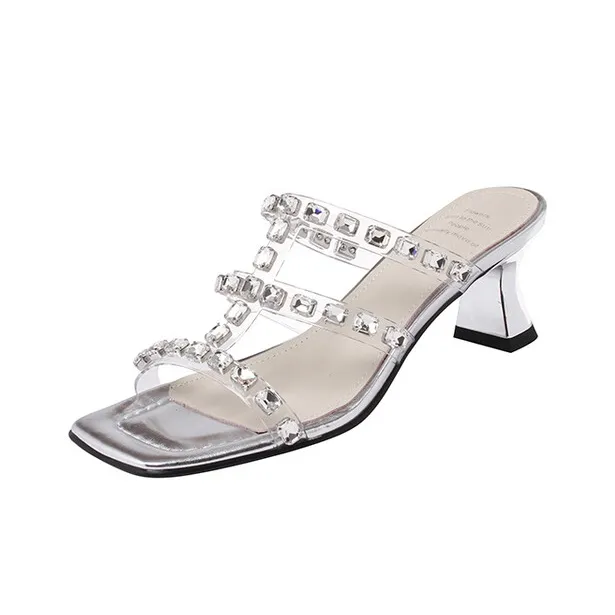 Yeezyy Reezy Slide Slippers Women's Silver-1