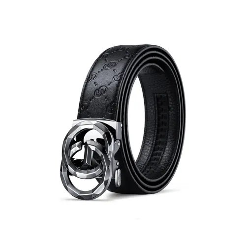 AUGTARLION Business Automatic Buckle Luxury Lite Cow Leather Leather Belts Men's Gunmetal Width 3.5CM