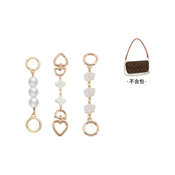 Ingenuity Handmade Bag Straps Pearl Extender Chain+Four-Leaf Clover Extender Chain+Camellia Extender Chain