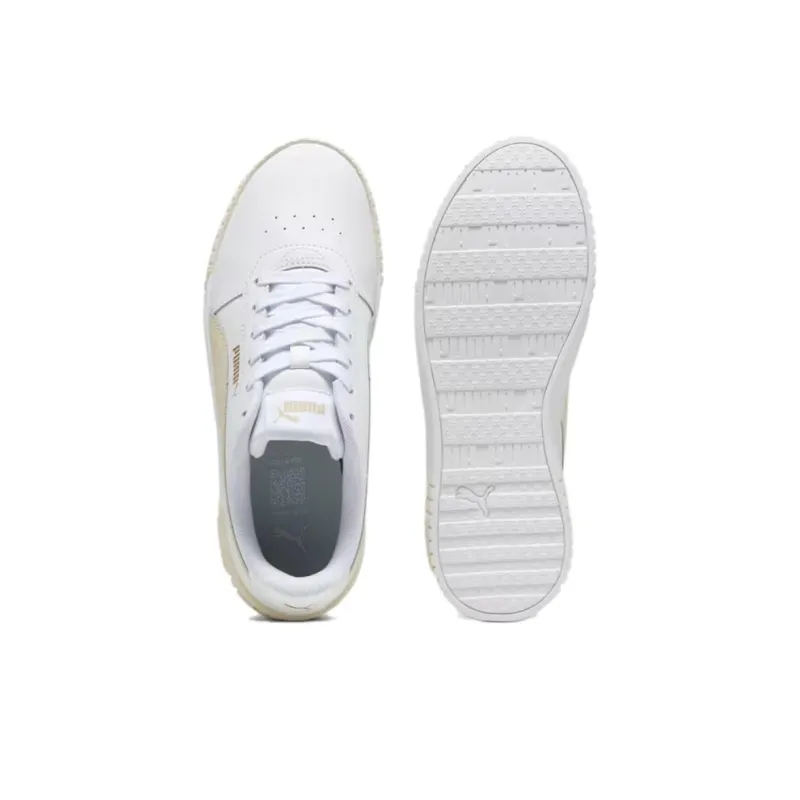 PUMA Carina 2.0 Slip Resistant Cushioning Abrasion Resistant Breathable Low Top Skateboard Shoes Women's White Beige-4