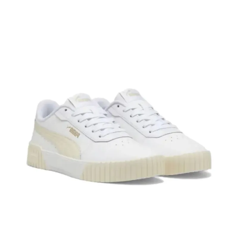 PUMA Carina 2.0 Slip Resistant Cushioning Abrasion Resistant Breathable Low Top Skateboard Shoes Women's White Beige-3