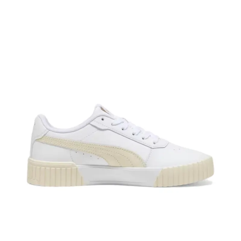 PUMA Carina 2.0 Slip Resistant Cushioning Abrasion Resistant Breathable Low Top Skateboard Shoes Women's White Beige-1