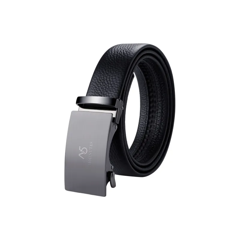 15 MINS Belt, Automatic Buckle, Youth High End Business Casual, Pant Belt Top Grain Cow Leather Belts Men's 3.5cm-0
