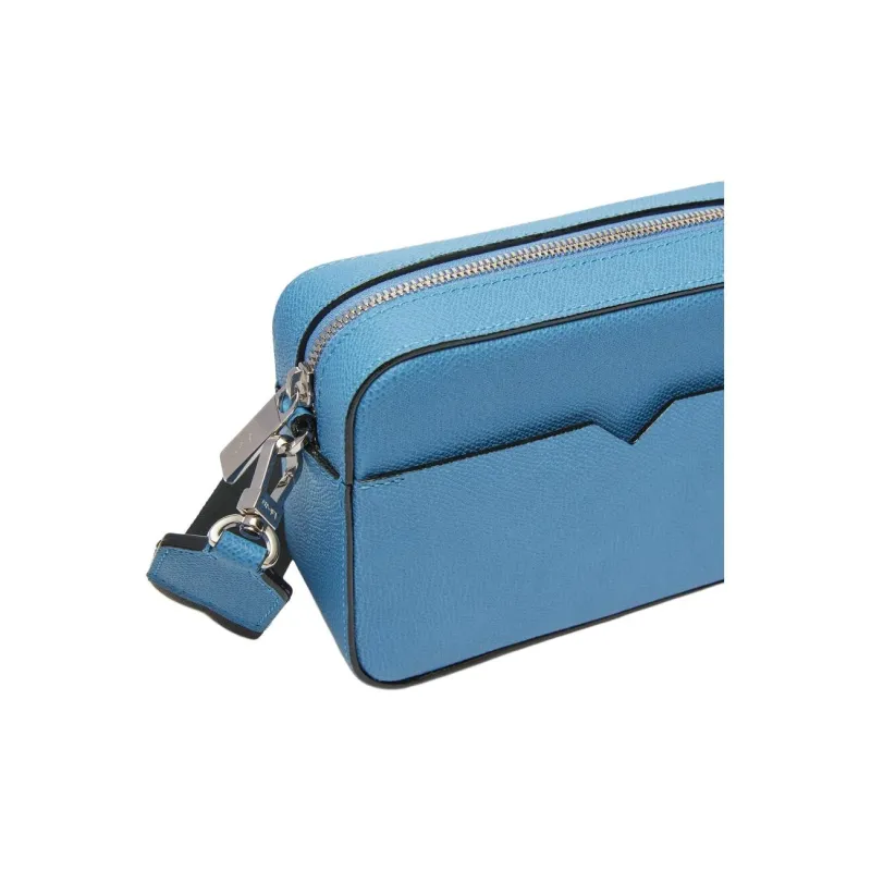 Valextra Millepunte Calfskin Shoulder Bag, Crossbody Bag Mini Men's Blue-3