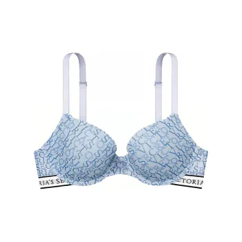 Victoria's Secret Xiaobing Cup Series 9604 Thin Padding Style LOGO Bottom Circumference Bra Women's Sky Blue