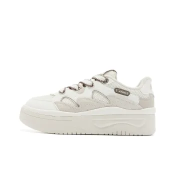 QIAODAN Jelly Cushioning Coverage Balance Lightweight Breathable Slip Resistant Low Top Skateboard Shoes Women's Ivory