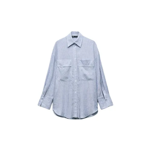 ZARA Trf Shirts Women's Blue/White