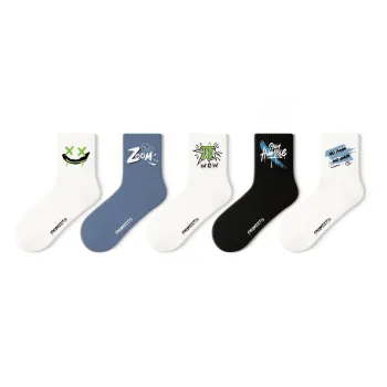Primeet Mid Calf Socks Fall Winter Unisex 5 Pack Mixed Color