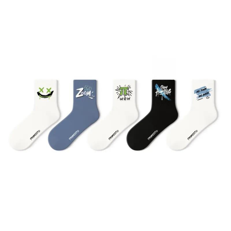 Primeet Mid Calf Socks Fall Winter Unisex 5 Pack Mixed Color-0