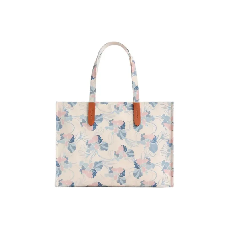 COACH Canvas With Recycled Leather Canvas Bag Tote Bag Shopping Bag Handbag Large Size Women's Multicolor-3