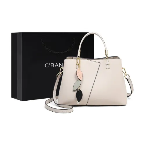 C°BANNER Cow Leather With Synthetic Leather One Shoulder Handbag Regular Women's Ecru/Black