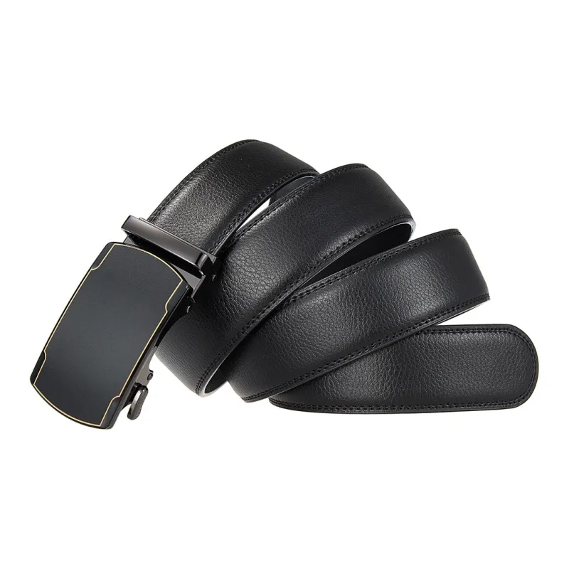 Lanza Minimalist Style Lightboard Gold Thread Business Casual High End Automatic Buckle Cow Leather Belts Men's 3.5cm-2