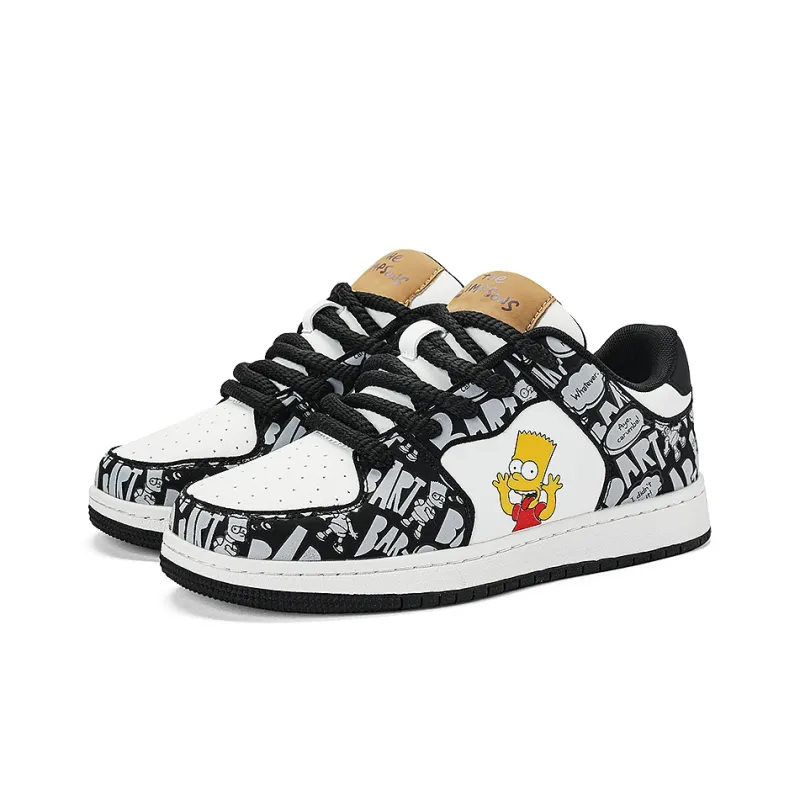 The Simpsons Cushioned Wear Resistant Breathable Low Top Skateboard Shoes Unisex Stardust Black-2