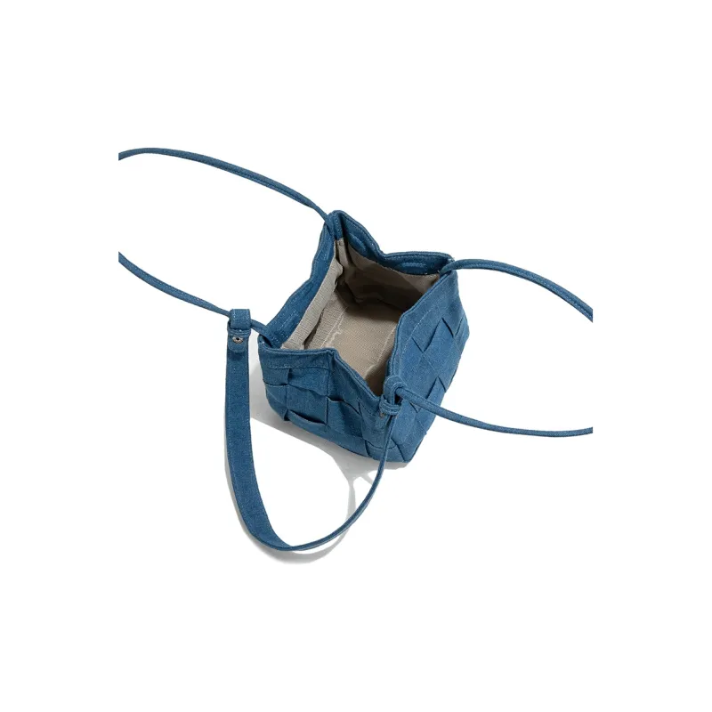 TAMATHA Polyurethane Bonded Synthetic Leather Shoulder Bag Women's Denim Blue-4