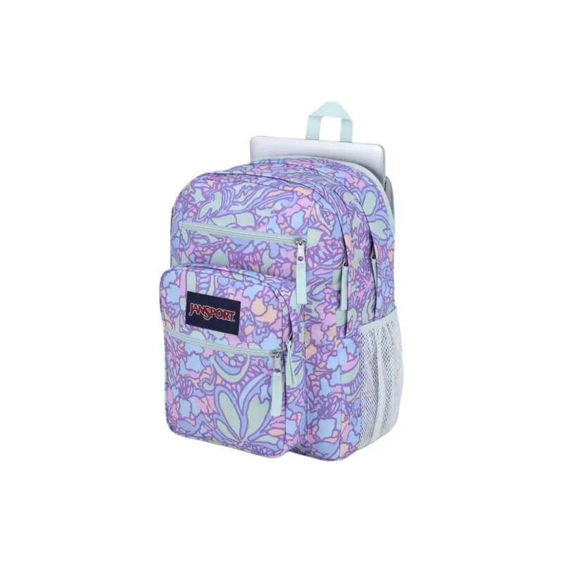 JanSport Polyester Backpack Large Size Unisex Purple With Light Green Accents-3