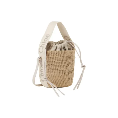 Chloe Woody Natural Fiber Basket Bag, Shoulder Bag, Crossbody Bag, Handbag Small Size Women's Wild Gray