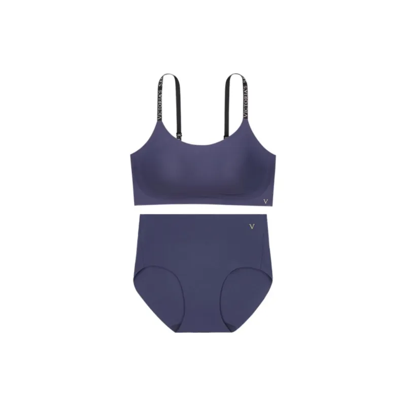 Victoria's Secret Jelly Strip Camisole Series Underwear Set Women's Dark Purple-0
