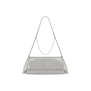 Givenchy Voyou Crocodile Pattern Embossed Leather Handbag Shoulder Bag Women's Light Silver