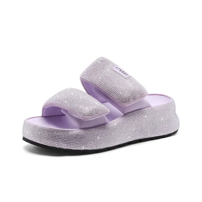 ST&SAT Slide Slippers Women's Black/Pink/Gray/Purple-16