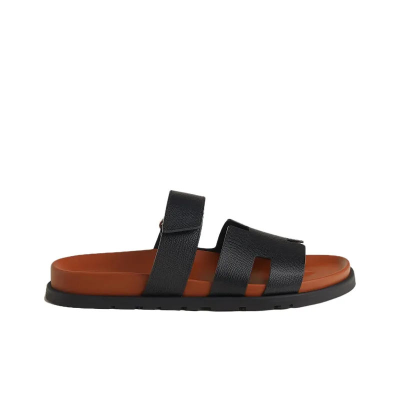 HERMES Chypre Slide Slippers Men's Black-1