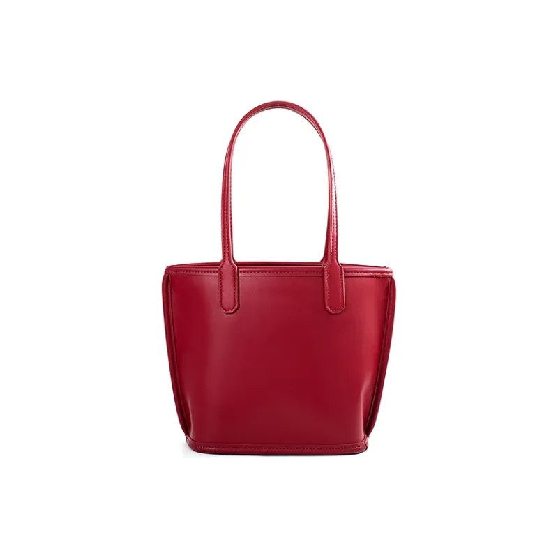 Vigno Synthetic Leather Bucket Bag, Handbag, Shoulder Bag Regular Women's White/Red-10