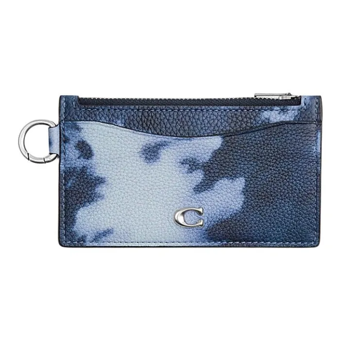 COACH Card Case Pebble Leather Card Holder Small Size Women's Midnight Marine Blue-0