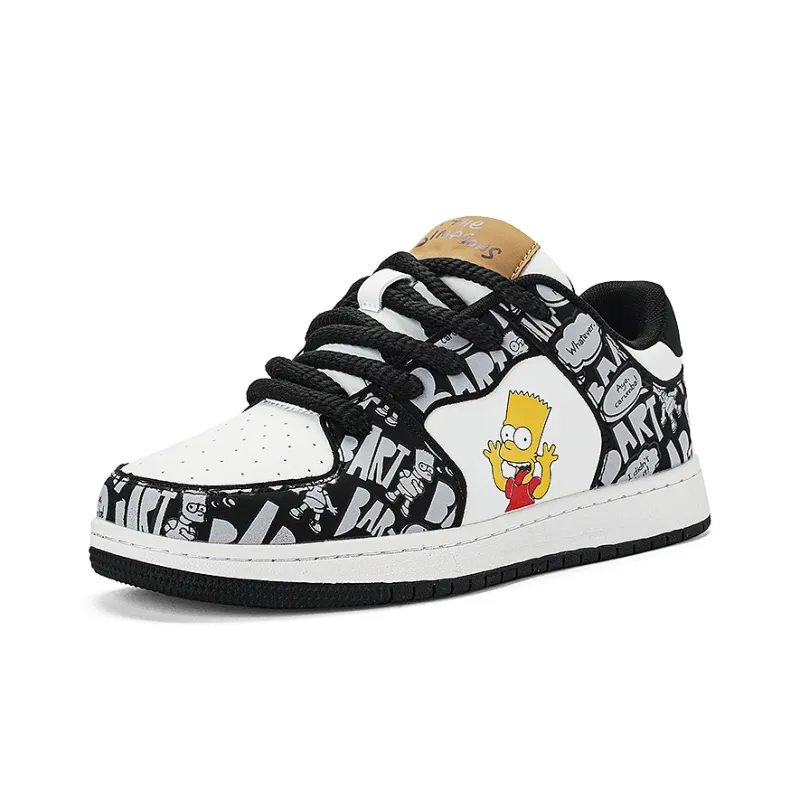 The Simpsons Cushioned Wear Resistant Breathable Low Top Skateboard Shoes Unisex Stardust Black-1