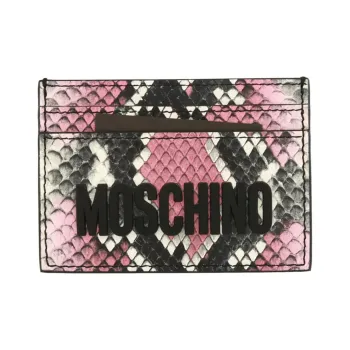MOSCHINO Calfskin Card Holder Women's Pink