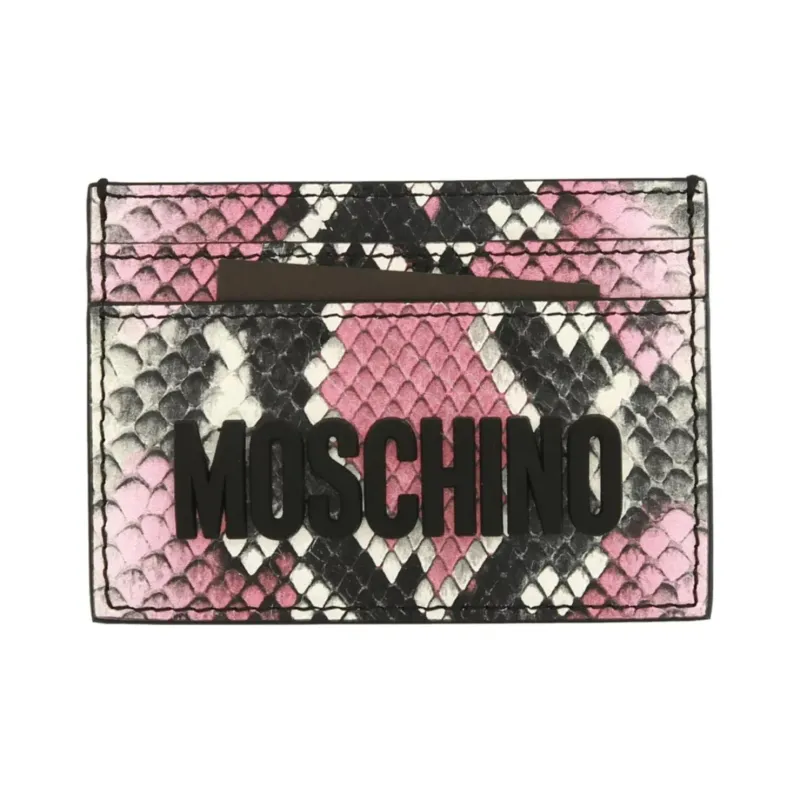 MOSCHINO Calfskin Card Holder Women's Pink-0