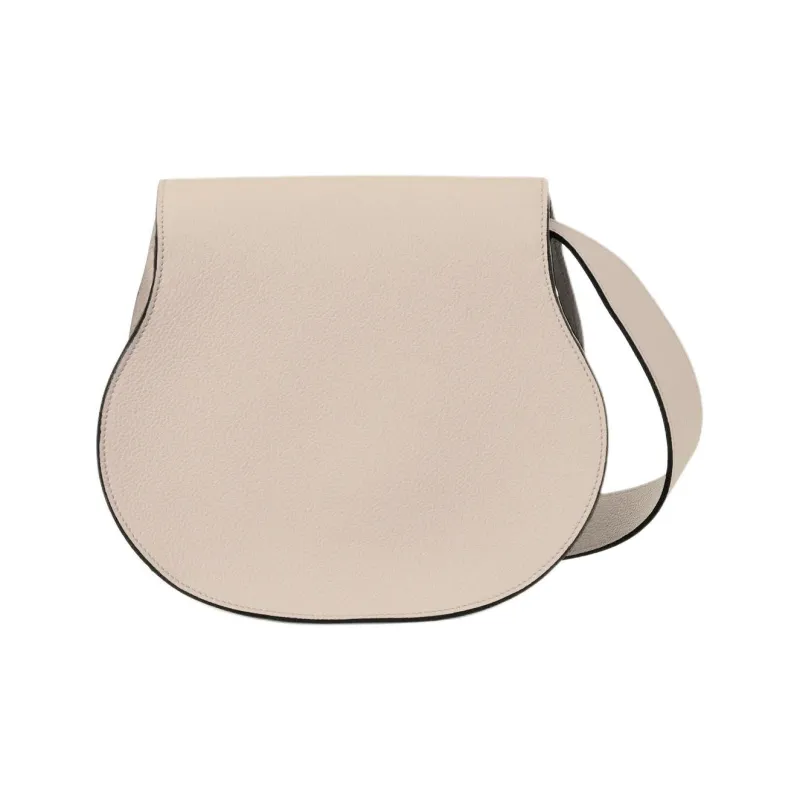 Chloe Marcie Grained Calfskin Saddle Bag Crossbody Shoulder Bag Women's Cement Pink-1