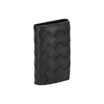 Bottega Veneta Calfskin Key Pouch Unisex Black