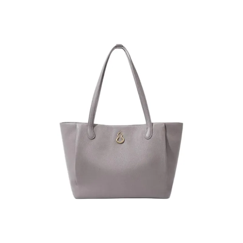 BAMPO Top Grain Cow Leather Tote Bag Shopping Bag Handbag Shoulder Bag Large Size Women's Trench Coat Gray-0