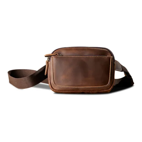 Simple&nature Cow Leather Fanny Pack Regular Unisex Dark Brown