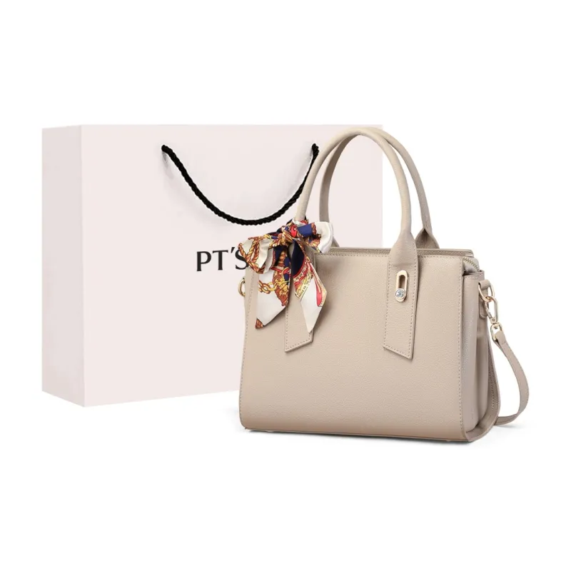 PT'SON Cow Leather, Synthetic Leather Mom Bag, Shoulder Bag, Crossbody Bag, Handbag Regular Women's Ecru-0
