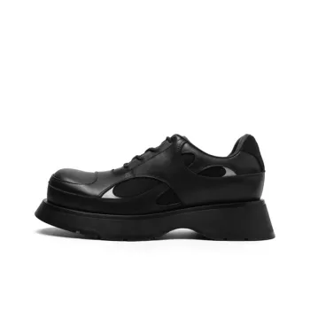 ARCCC Sports Derby Shoes Height Increasing Platform Round Tip Casual Shoes Unisex Black