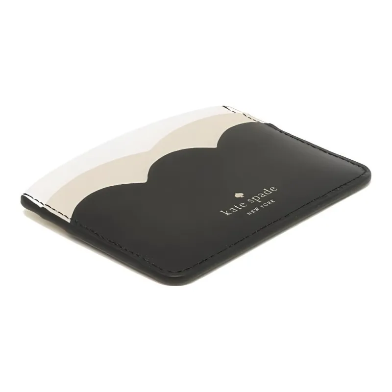 Kate Spade Leather Wallets Card Holders Women's Black & Gray White-3