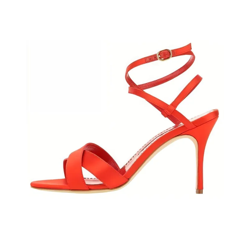 MANOLO BLAHNIK Strap Sandals 8cm Women's Red-0