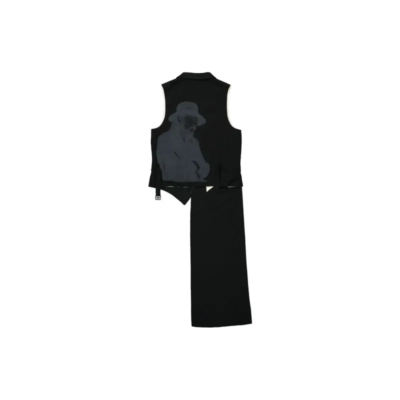 Yohji Yamamoto Artistic print Asymmetric Waistcoat-1
